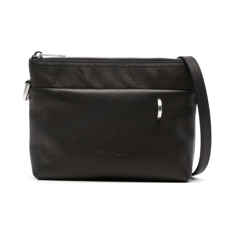RICK OWENS Small Logo Embossed Zipped Shoulder Bag-0