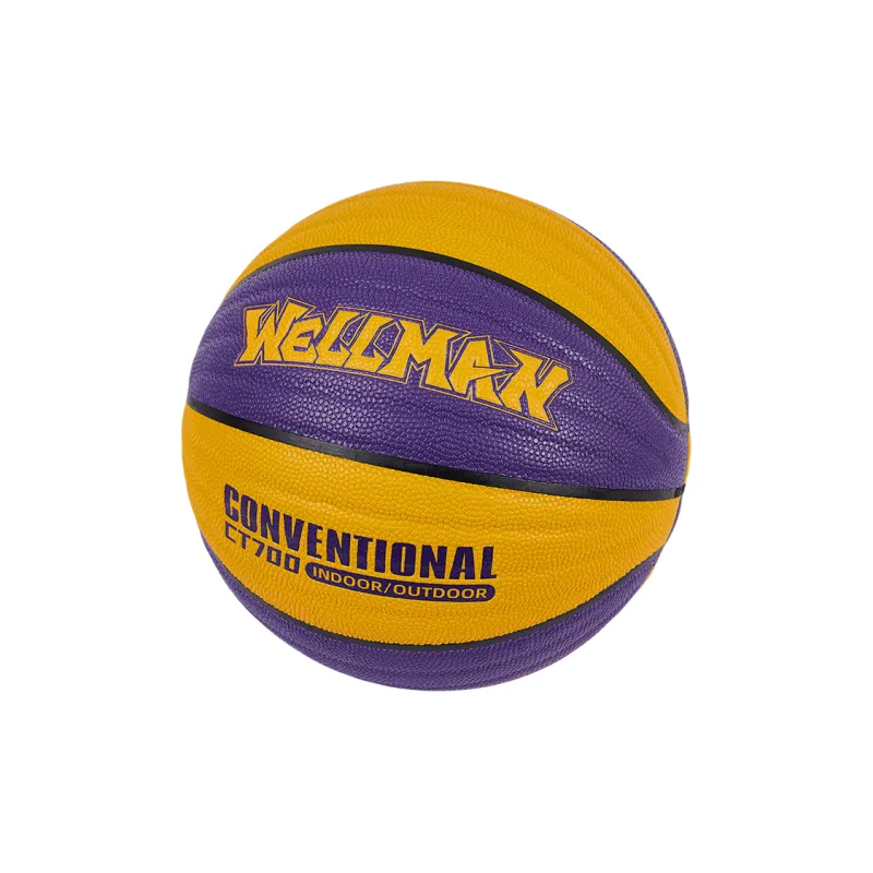 WELLman PU Basketball Purple Gold Size 7 Ball Wave Pattern Training Unisex-3
