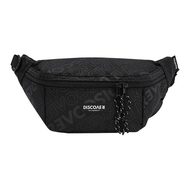 SEM/R Polyester Crescent Bag Asymmetrical Shoulder Bag Shoulder Bag Sling Bag Small Size Unisex Ecru/Black-11