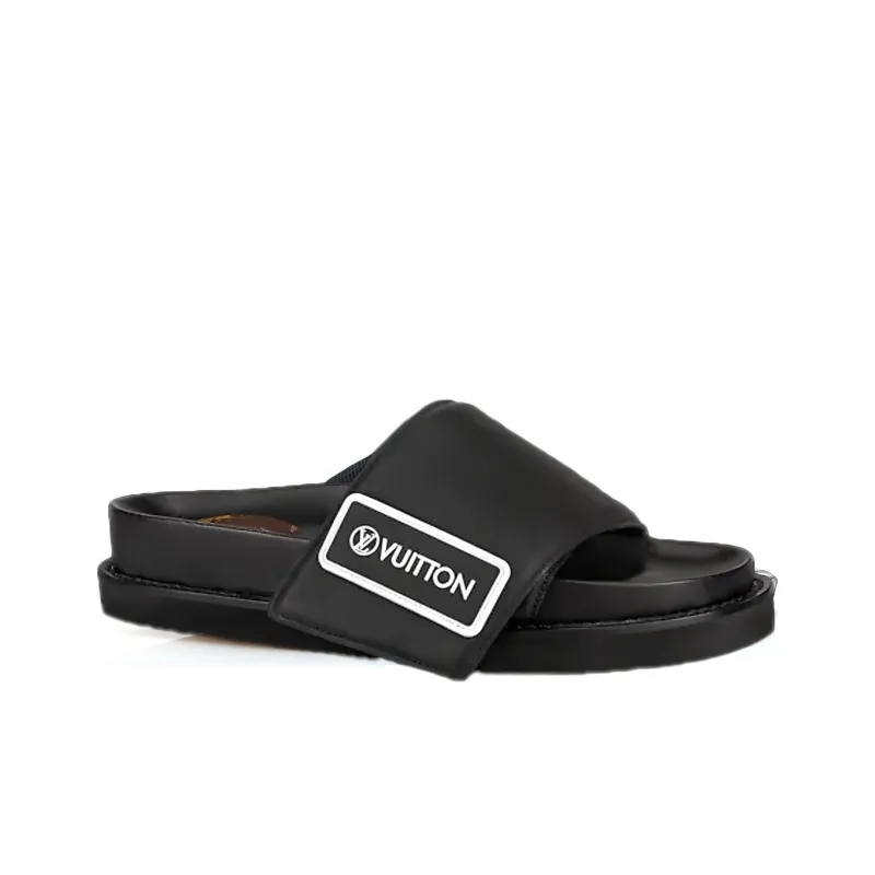 LOUIS VUITTON Sunset Slip Resistant Slide Slippers Women's Black White-1