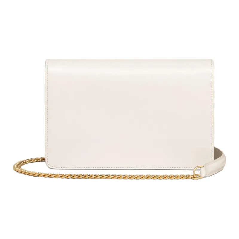 CELINE Calfskin Shoulder Bag Crossbody Bag Wallet Women's White-3