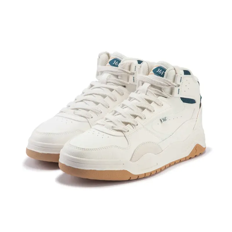 361° Xingran 4 Wear Resistant High Top Skateboard Shoes Women's White-2