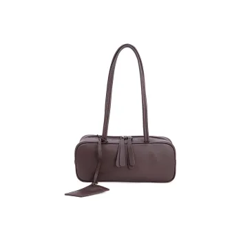 VENOF Cow Leather Shoulder Bag Medium Size Women's Caramel Tea/Coffee/Twilight Black