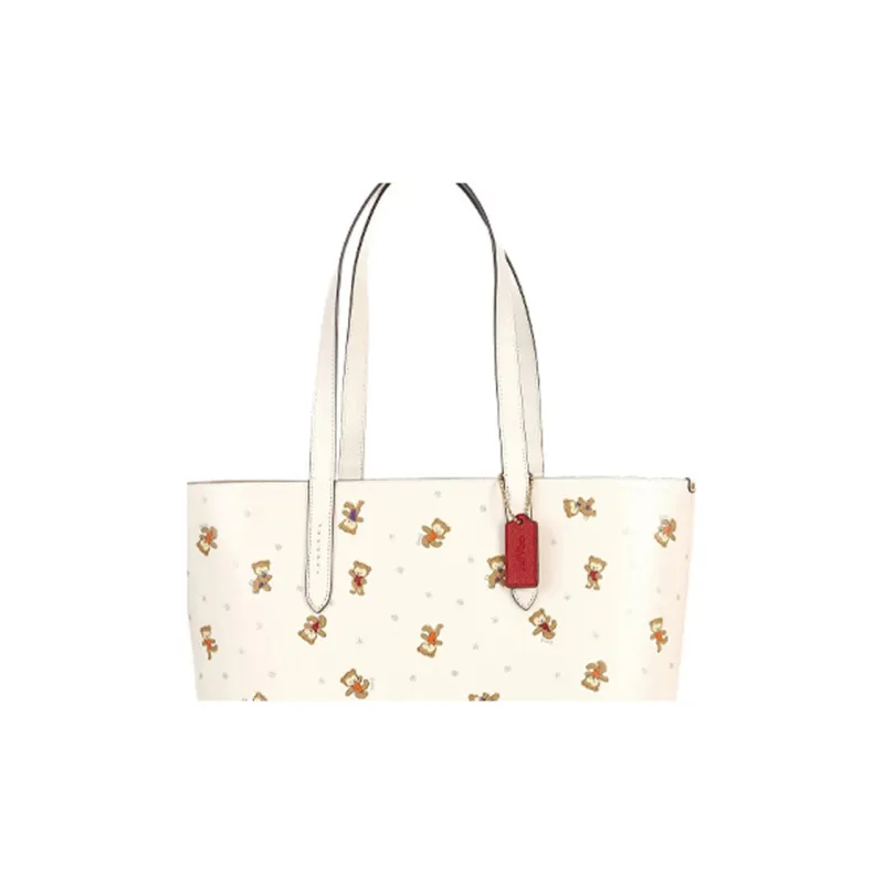 COACH Highline Pebbled Leather Tote Bag, Shopping Bag, Handbag, Shoulder Bag Women's Print White-3