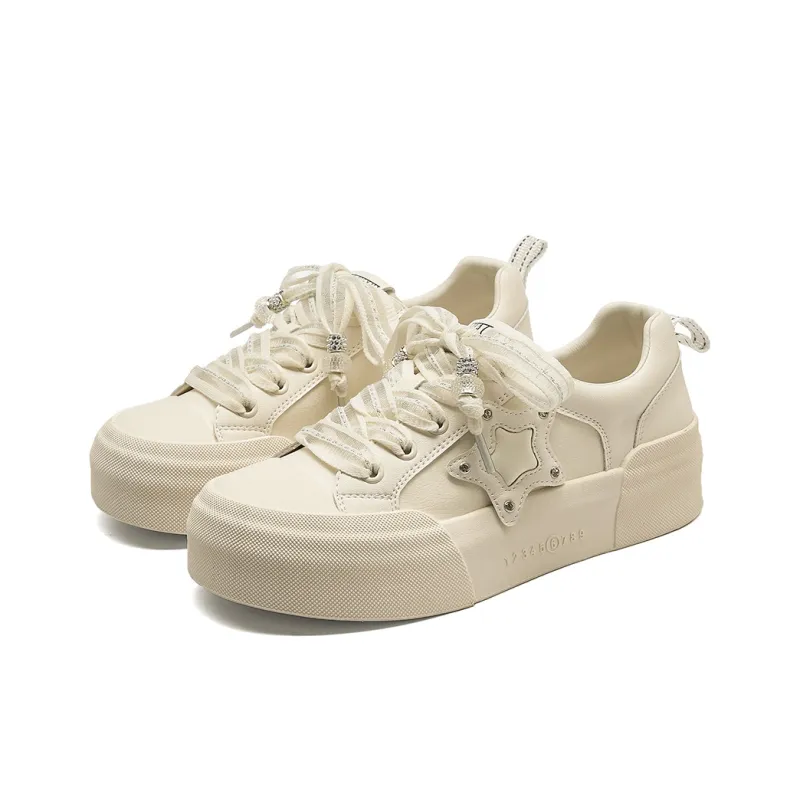 HLA Platform Versatile Stars White Sneakers Skateboard Shoes Athletic Shoes Women's-1