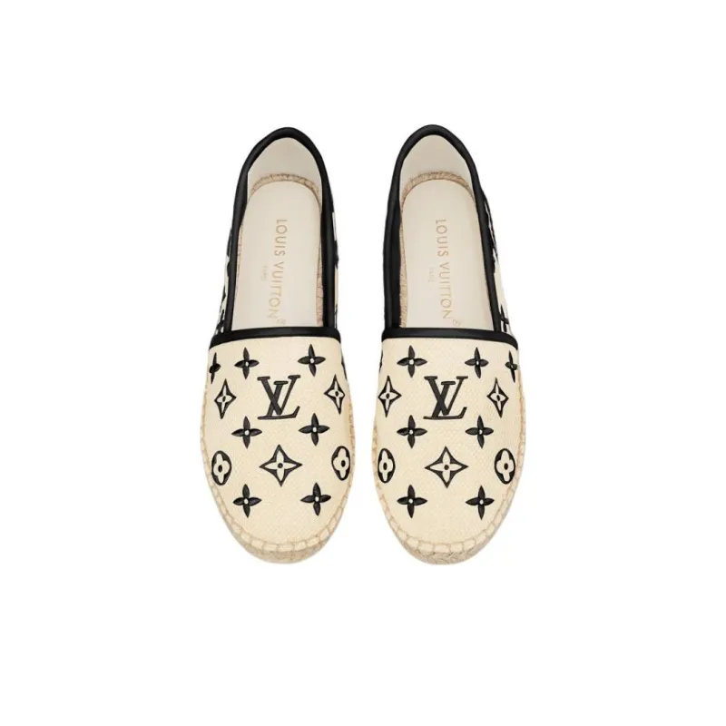 LOUIS VUITTON Starboard Flat Espadrille Shoes 'Beige Black Monogram' Women's-2
