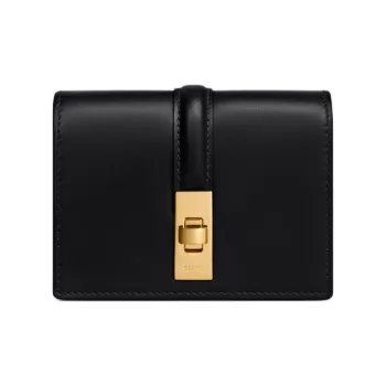CELINE Triomphe Shiny Cow Leather Card Holder Women's Black
