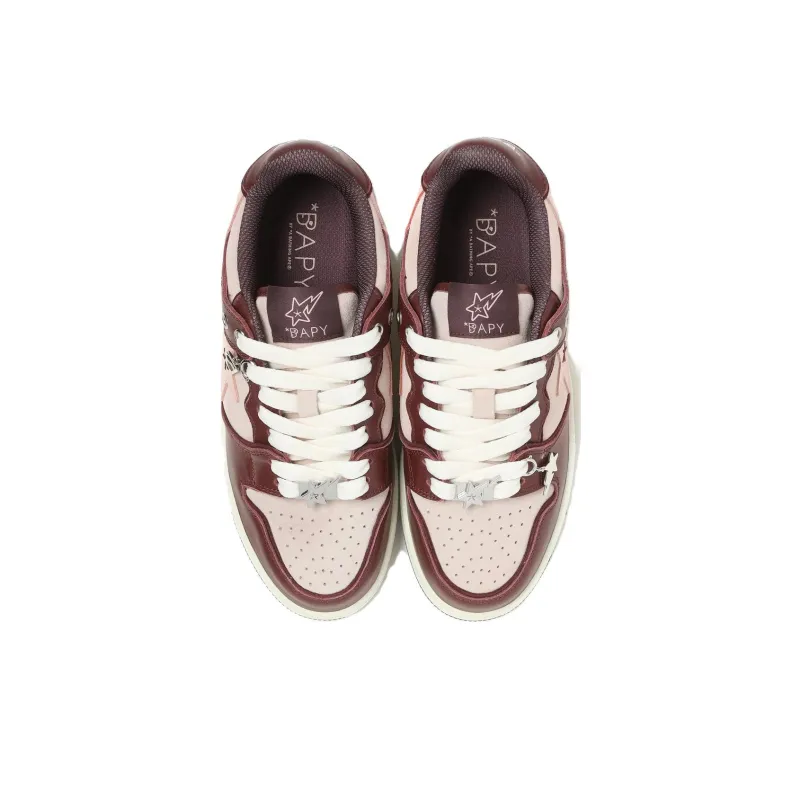 BAPY x A BATHING APE STA Slip Resistant Cushioning Low Top Skateboard Shoes Women's Brown-2