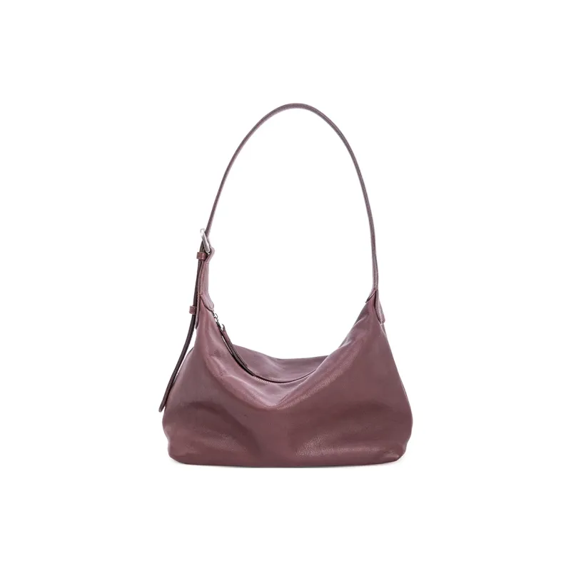 VENOF Cow Leather Shoulder Bag Medium Size Women's Light Tea Brown/Rock Desert Black/Vintage Red-19