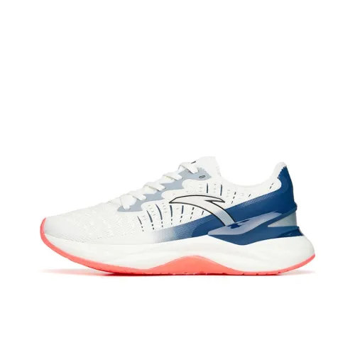 ANTA Tron 2.0 Running Shoes Men Low-Top Ivory White/Navy Blue