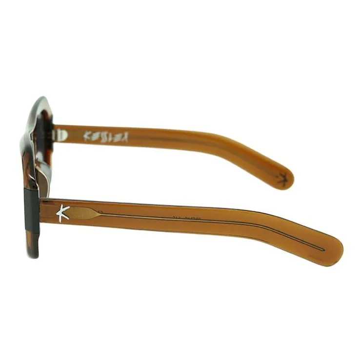 KESSLER Acetate Oval Sunglasses Unisex Brown-1