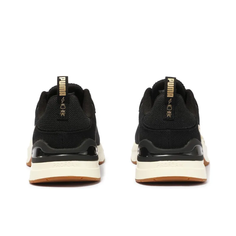 PUMA Infusion Cushioning Support Low Top Training Shoes Women's Black White Gold-3
