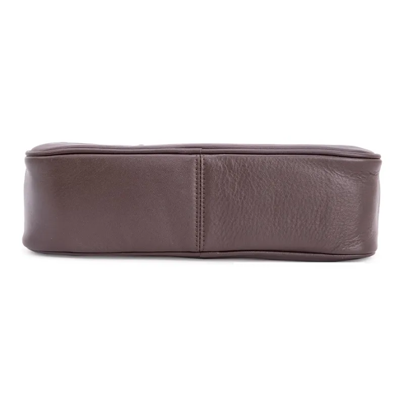 VENOF Cow Leather Shoulder Bag Medium Size Women's Caramel Tea/Coffee/Twilight Black-3