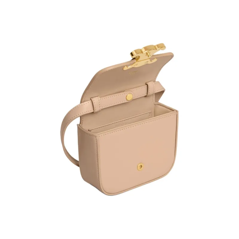 CELINE Triomphe Calfskin Shoulder Bag, Crossbody Bag Mini Women's Oat Beige-3