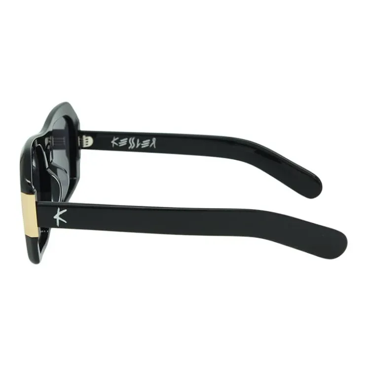KESSLER Acetate Oval Sunglasses Unisex Black-1
