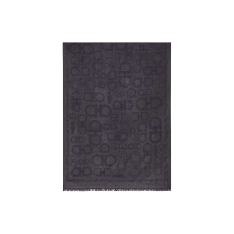 FERRAGAMO Wool Knit Scarves Men's Gray-0