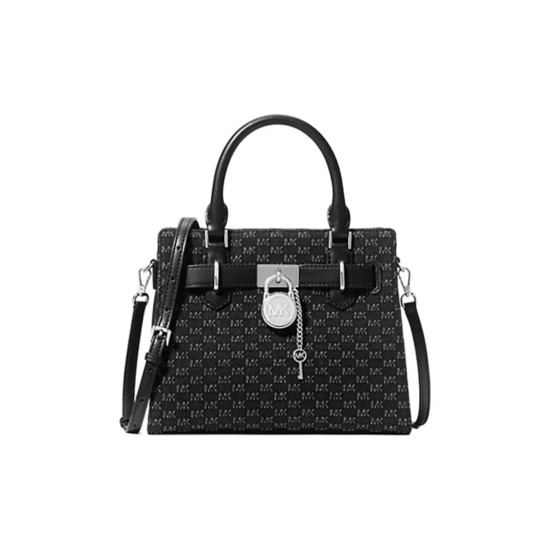MICHAEL KORS Hamilton Series Denim Shoulder Bag, Crossbody Bag, Handbag Trumpets Women's Black-0