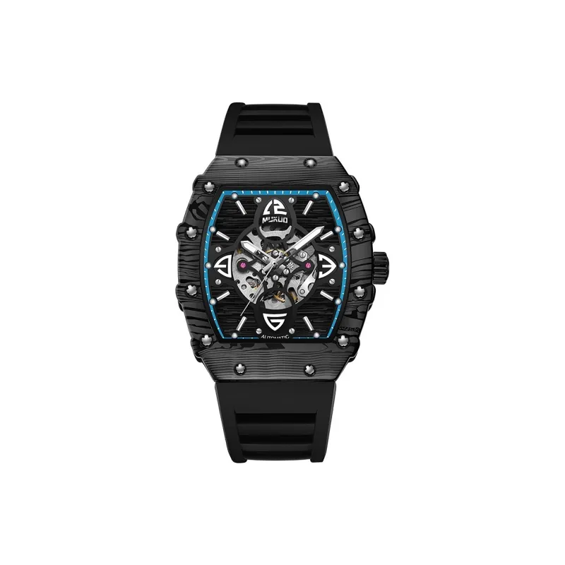 MUKUO GRACE Collection Automatic Mechanical Movement Silicone Strap Watch Men's Watches Black Dial-5