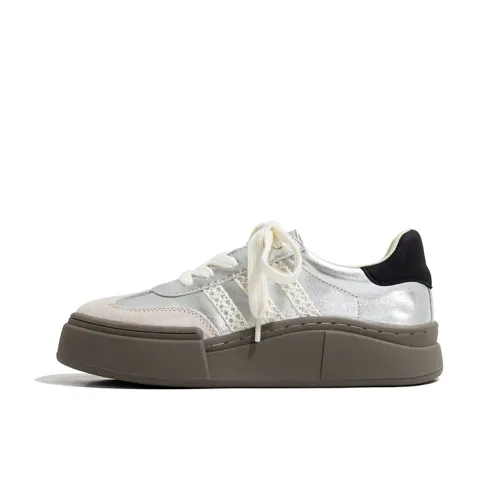 Old Meow Skateboard Shoes Women's Low-Top Silver