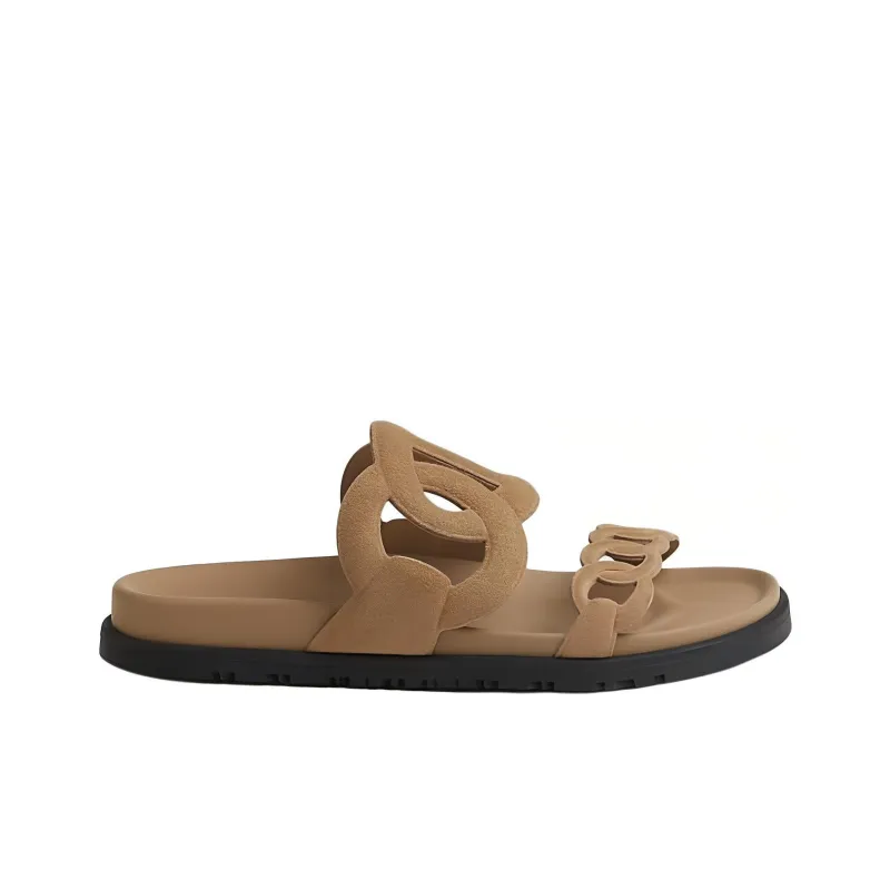 HERMES Extra Slide Slippers Women's Umber-1