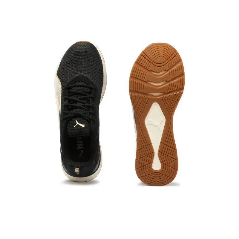 PUMA Infusion Cushioning Support Low Top Training Shoes Women's Black White Gold-4