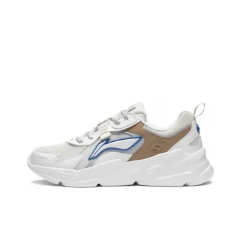 LiNing Clouds Anti Slip Wear Resistant Low Top Sports Casual Shoes Pearl White Mist White Starfish Brown