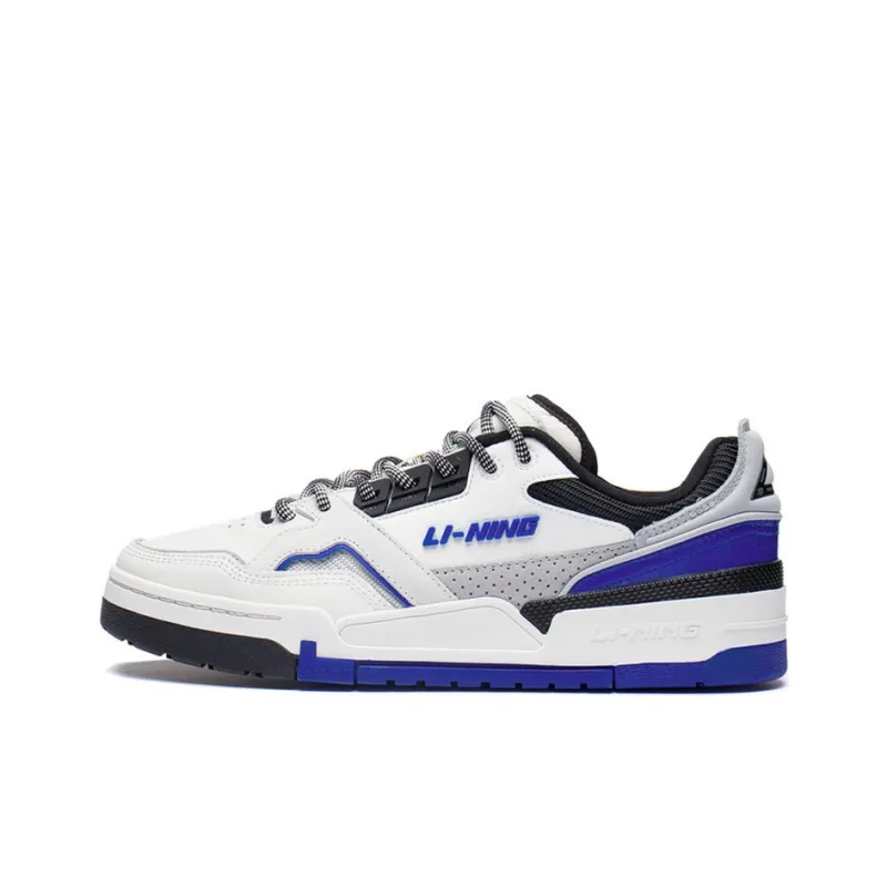 LiNing 001 BTC SP Slip-Resistant Cushioning Wear-Resistant Low-Top Skateboard Shoes Men's White Blue-0