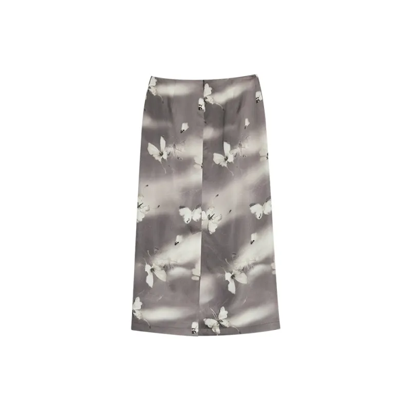 THE SEA LIFE Casual Long Skirt Women's Dark Butterfly Brown-1