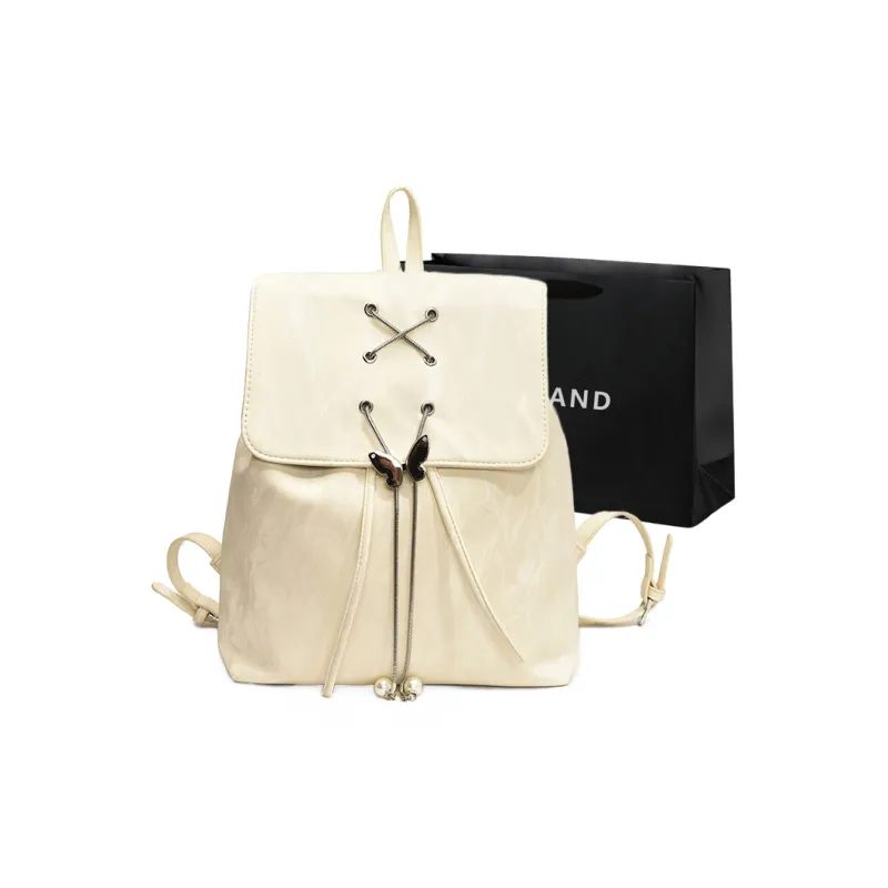 PINK·LAND PU Backpack Women's Silver/White/Green/Black-6