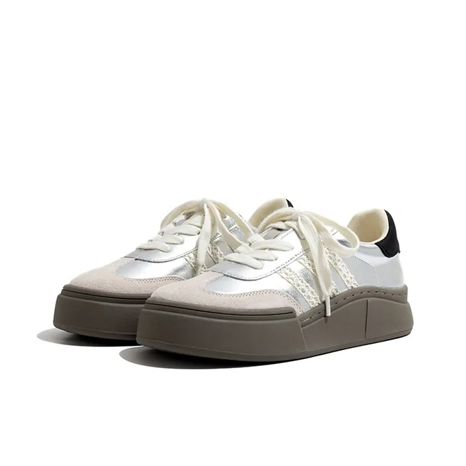 Old Meow Low Top Skateboard Shoes 4cm Women's Silver-1