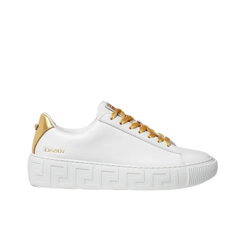 VERSACE La Greca Low Top Stylish Skateboarding Shoes Women's White-1