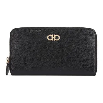FERRAGAMO Cow Leather Wallets With Money Clip Women's Black