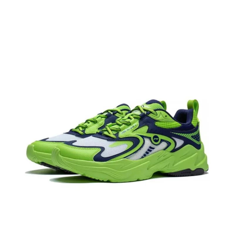 LiNing Meteor Abrasion Resistant Breathable Low Top Running Shoes Green Blue White-2
