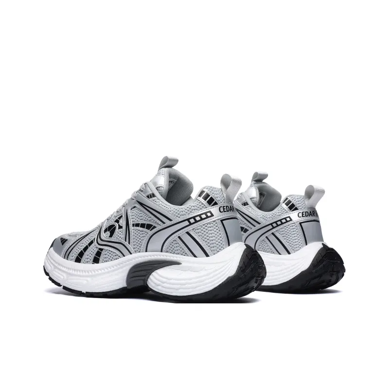 CEDAR HAN Anti Slip Wear Resistant Breathable Lightweight Height Increasing Low Top Chunky Sneakers Unisex Mercury Gray-4