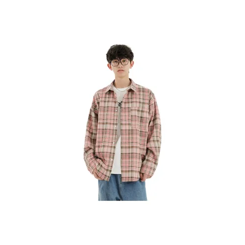 Roubini Shirts Unisex Pink Plaid