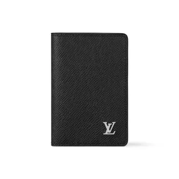 LOUIS VUITTON Cow Leather Wallet Men's Black