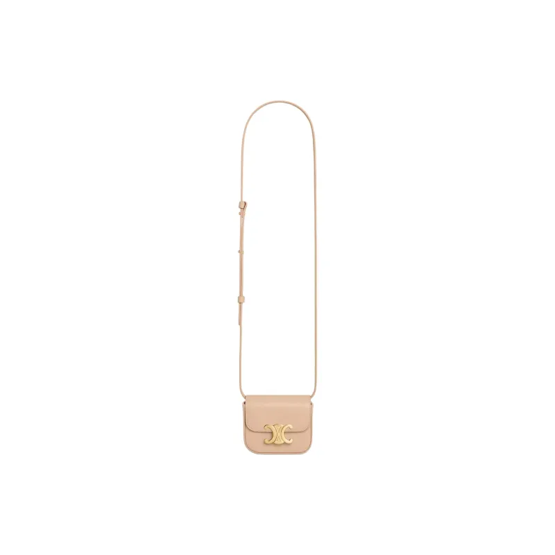 CELINE Triomphe Calfskin Shoulder Bag, Crossbody Bag Mini Women's Oat Beige-1