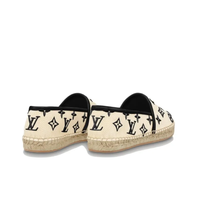 LOUIS VUITTON Starboard Flat Espadrille Shoes 'Beige Black Monogram' Women's-3
