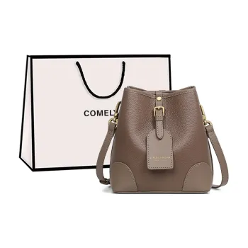COMELY Cow Leather Patchwork Synthetic Leather Bucket Bags Shoulder Bag Crossbody Bag Regular Women's Lotus Pond Lotus