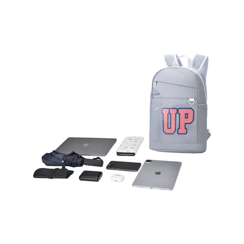 TURN UP Polyester Backpack Regular Unisex Gray Pink-2