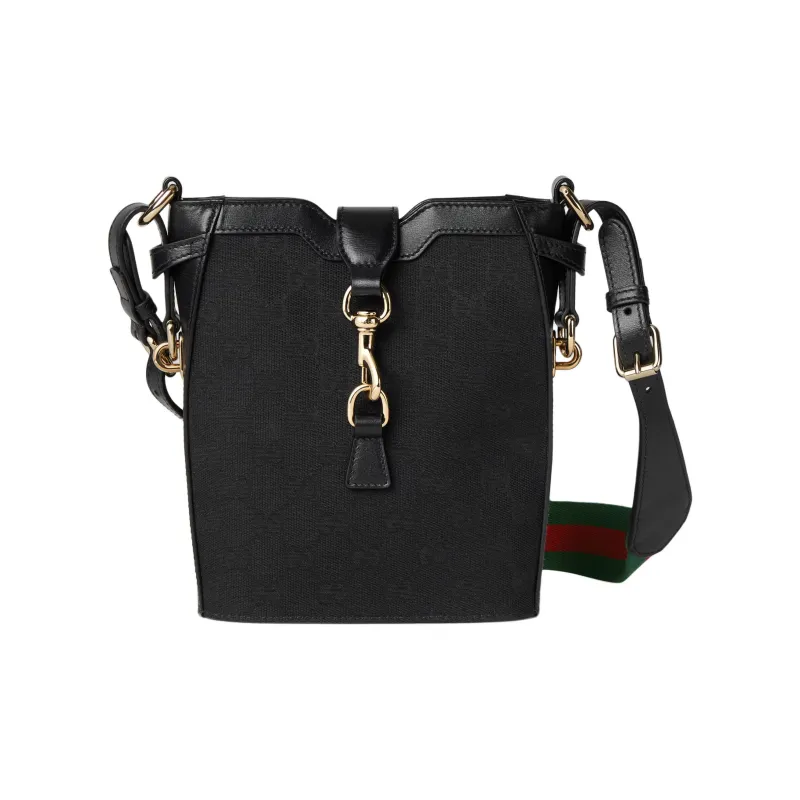 GUCCI Canvas With Leather Trim Bucket Bags Crossbody Bag, Shoulder Bag Mini Women's Black-0