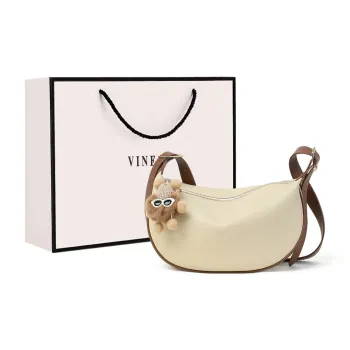 VINEY Cow Leather Shoulder Bag Crossbody Bag Dumpling Bag Regular Women's White