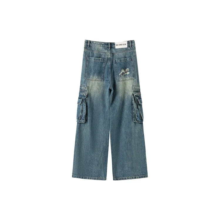 NO ONE ELSE x QQ XUANWU Jeans Unisex Denim Blue-1