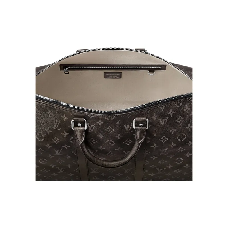LOUIS VUITTON KeepallBandoulière Monogram Matte Cow Leather Shoulder Bag Crossbody Bag Handbag Travel Bag Men's Black-3