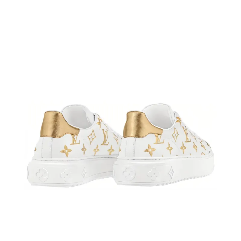 LOUIS VUITTON Time Out Sneakers 'White With Gold Monogram' Women's-4