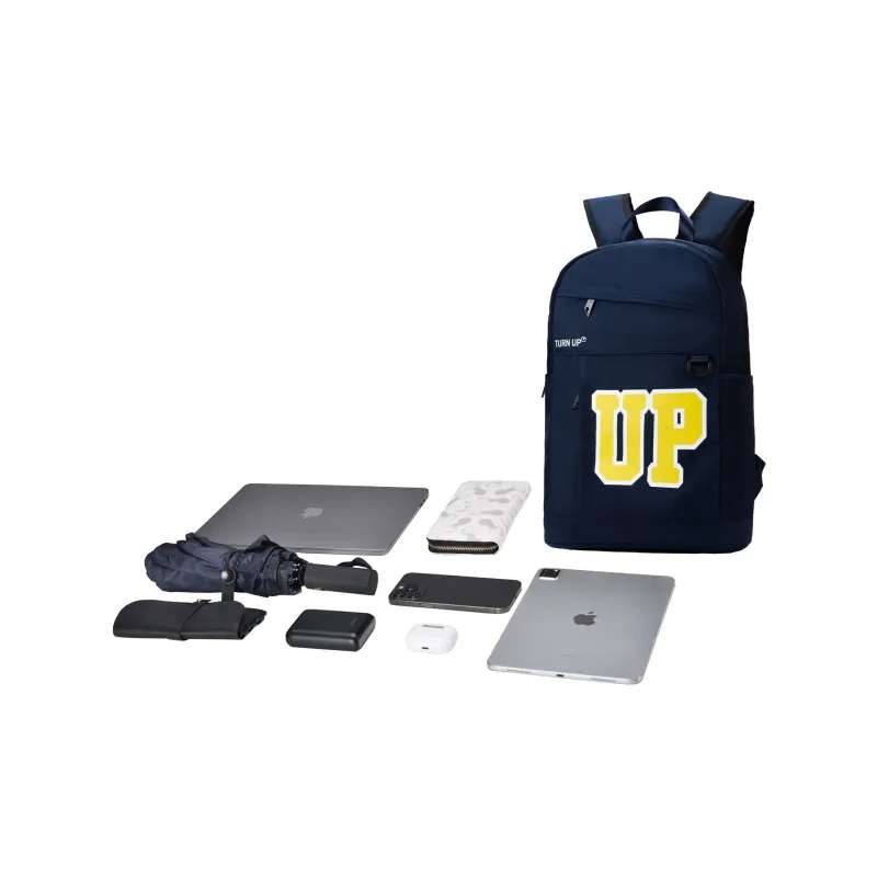 TURN UP Polyester Backpack Laptop Bag Regular Unisex Blue/Gray/White-4