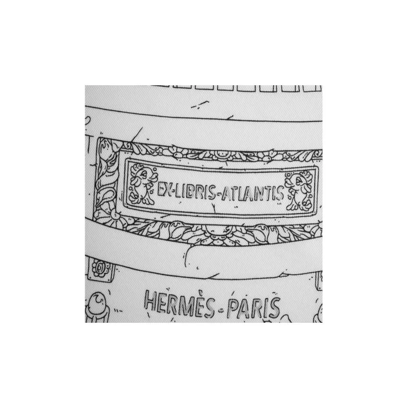 HERMES Silk Scarves Women's Black White-3
