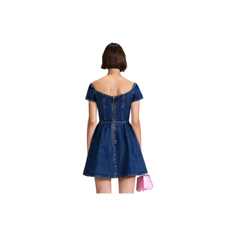 Self portrait Sleeveless Dress Women's Denim Blue-0