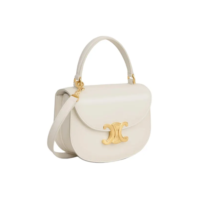 CELINE Besace Calfskin Handbag Shoulder Bag Crossbody Bag Mini Women's White-1