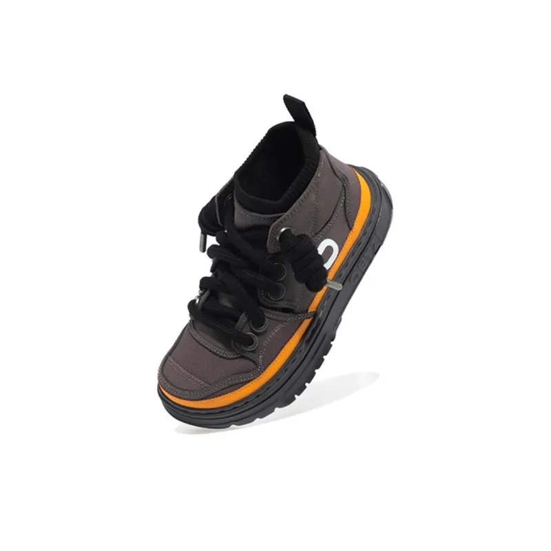 OETZI Wear Resistant Lightweight Breathable Height Increasing Mid Top Skateboard Shoes Unisex Coffee-3